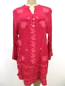 KYLA SEO RED FLORAL EMBROIDERED LONG SLEEVE TUNIC SHIRT TOP SIZE S - NWT - Picture 1 of 11