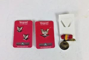 Vanguard Silver Tone Metal Pair Eagle Pins And Medal - Picture 1 of 7