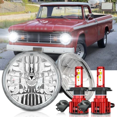 for Dodge D100 D150 D200 D300 Pair 7" inch Round LED Headlight High Low Beam - Image 1 of 4
