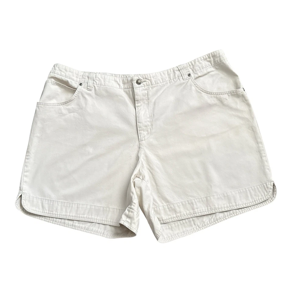 Pantalones cortos chinos faded glory para mujer talla grande 24W vintage caqui beige frente plano Foto 1 de 4