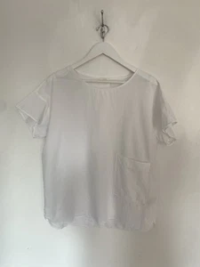 COS Size Medium T Shirt White Short Sleeve Top Cotton Relaxed Fit - Picture 1 of 14