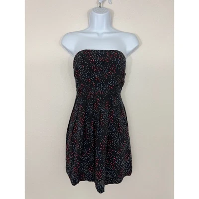 Mini Vestido BCBGeneration Sin Tirantes Talla 2 Negro Rojo Azul Estampado Forrado Foto 1 de 4