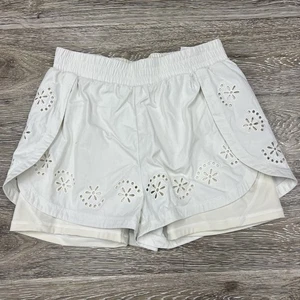 Sweaty Betty || Broderie Anglaise Eyelet Athletic Shorts Lined White Size 6 - Picture 1 of 8