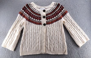 Dressbarn Strickjacke Damen Medium Creme Fair Isle Fischer Zopfmuster 3 Knöpfe - Bild 1 von 11