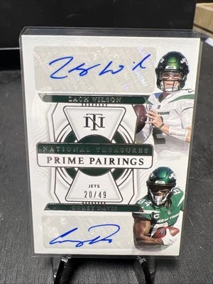 2021 National Treasures Dual Rookie Auto Zach Wilson Corey Davis /49 SSP - Image 1 of 2