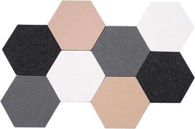 8Pcs Hexagon Felt Cork Board Tiles Self Adhesive Bulletin Board, Pin Bo - Image 1 of 4