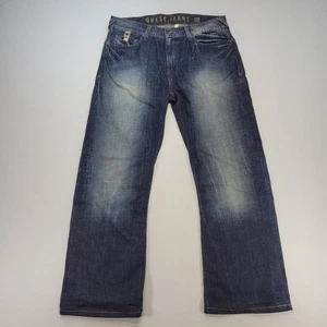 Guess Jeans Mens 33x30 Blue Cliff Bootcut Relaxed Faded Y2K Dark Wash Denim - Picture 1 of 12