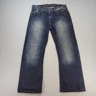 Guess Jeans Mens 33x30 Blue Cliff Bootcut Relaxed Faded Y2K Dark Wash Denim - Image 1 of 4
