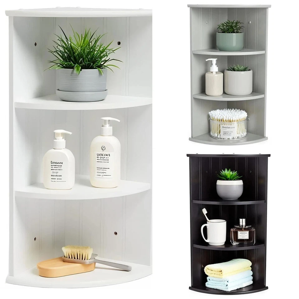 TAYLOR & BROWN 3 Tier Corner Shelf Unit Organiser Rack Bathroom Storage Shelves Display Stand