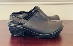 B.O.C. Schwarze Leder Clogs mit verstellbarer Schnalle, Größe 7M - Bild 1 von 10