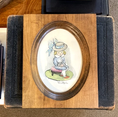 Original Childrens Book Illustration Young Blue Boy Watercolor Nursery Decor - Image 1 of 4