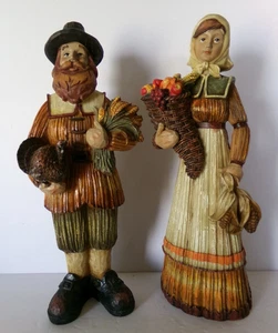 Peregrinos de Acción de Gracias Hombre Mujer Estatuillas Estatuas Decoraciones de Otoño 11 1/2" - Imagen 1 de 13