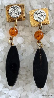 Hermosos Pendientes de Diseñador Swavorski Cristal Plata Oro J.Jansen Únicos Cuelgan Foto 1 de 2