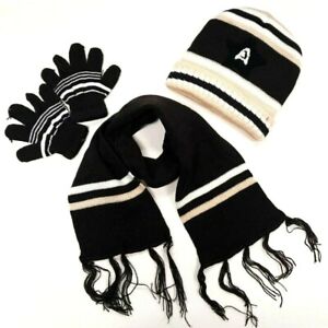 3-Pieces Winter Beanie Hat Scarf Gloves Set Warm Knit Skull Cap Boy Girl Kids