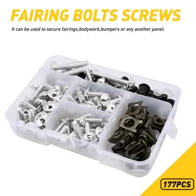 Kit de tornillos de carenado de 177 piezas tornillos de carrocería plateados para Kawasaki Ninja 400/500/650 Foto 1 de 4