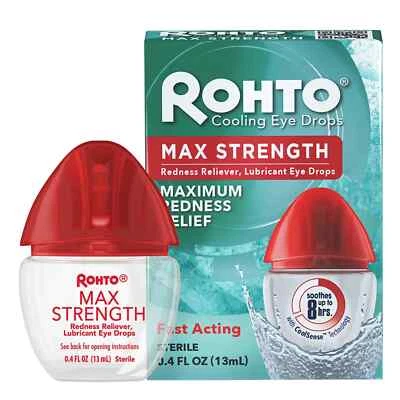 Rohto Max Strength Redness Reliever Lubricant Eye Drops -13mL - USA IMPORT