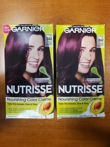 2 Pk: Garnier Nutrisse Nourishing Hair Color #362 DARKEST BERRY BURGUNDY* (D2) - Picture 1 of 6