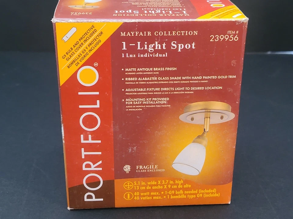 NUEVO EN CAJA Portafolio 1 Punto de Luz Montaje en Superficie de Techo Acabado Latón Antiguo Foto 1 de 4