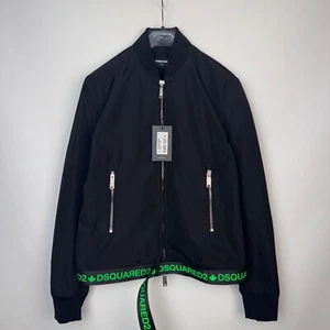 CHAQUETA BOMBER DSQUARED2 NEGRA DOBLADILLO LOGO CREMALLERA COMPLETA HECHA EN ITALIA talla 48 HOMBRE - Imagen 1 de 24