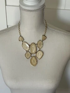 Stella Dot Necklace Fiona Bib Statement Cream Ivory Goldtone Rhinestone Jewelry - Picture 1 of 4