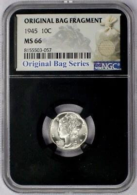 1945 10c Mercury Dime - NGC MS 66 Original Bag Fragment - Image 1 of 2