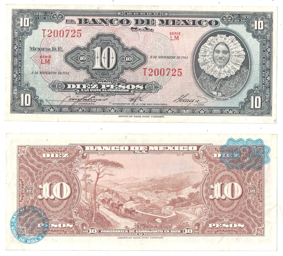 1961 Mexico 10 Pesos E. Ruiz de Velazquez Pick# 58i #0725 - Image 1 of 1