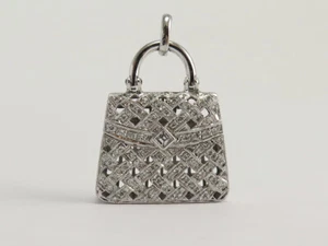 Antique Hermes Birkin Platinum & Diamond Handbag Pendant / Charm - Picture 1 of 6