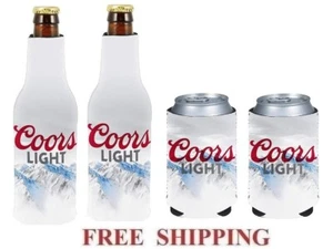 COORS LIGHT 2 BEER BOTTLE KOOZIE + 2 CAN HUGGIE COOLIE COOZIE COOLER SET NEW - Photo 1 sur 1