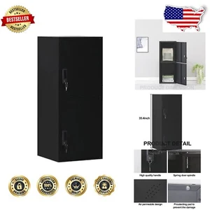 Secure 2-Door Stackable Storage Cabinet with Lock for Home & Office - Black - Picture 1 of 9