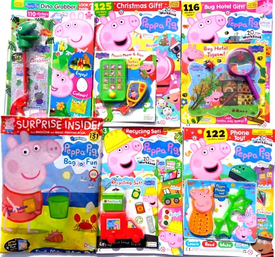 6 X PEPPA PIG MAGAZINE BACK ISSUES ~ ~ NEW WITH GIFTS ~ • 13.95£