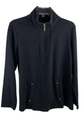 karen scott sport women's black long sleeve quarter zipper knit sweater size M - Image 1 of 4