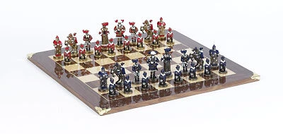 Solid Metal Brass Silver Plated Imperial Chessmen & Master Chess Board Set - Image 1 of 4