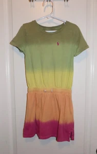 POLO RALPH LAUREN Girls Tie-dye Tshirt Dress sz 6X Preppy Knit - Picture 1 of 5