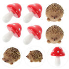  Resin Hedgehog Mushroom Miniature Garden Figurines Decorations