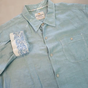 Tommy Bahama Jeans Mens XL Blue Linen Island Crafted Striped Long Sleeve Shirt - Picture 1 of 8