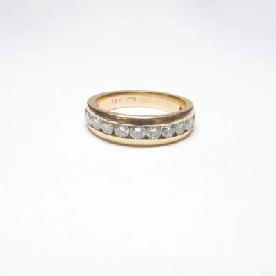 Anel estilo pulseira de ouro amarelo 14K 14 redondos corte brilhante diamante 1,00 quilate - Imagem 1 de 4