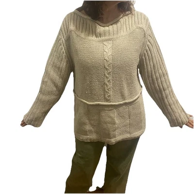 Suéter Newport News Clásico Silencioso Lujo Academia Tejido con Cable 71% Seda Foto 1 de 4