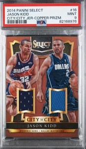 Parche de camiseta doble Panini Select #16 City to City Jason Kidd 2014-15/49 PSA 9 - Imagen 1 de 2