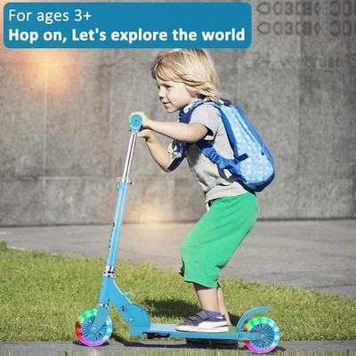 Kinder Roller Scooter Cityroller mit 2 LED Räder Höheverstellbare Jungen Mädchen - Bild 1 von 4