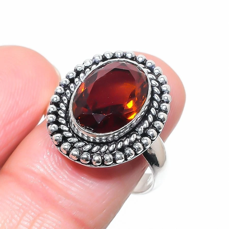 Hessonite Garnet Gemstone Handmade 925 Sterling Silver All Size Ring For Gift - Image 1 of 1