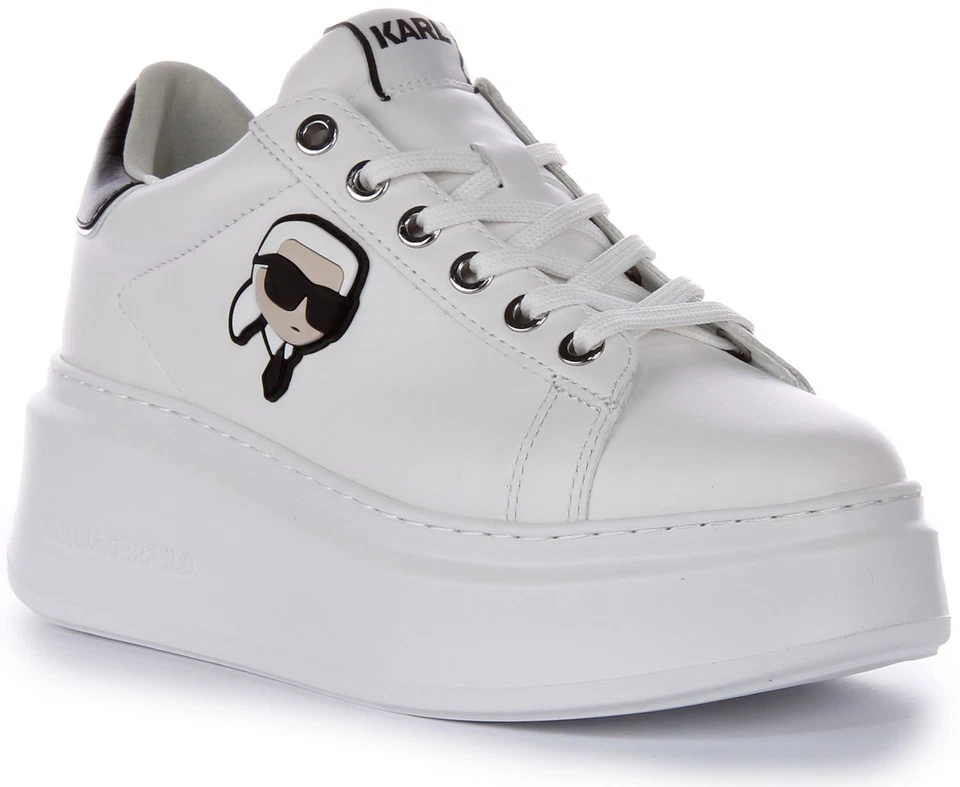 Zapatillas deportivas Karl Lagerfeld Anakapri de cuero de corte bajo para mujer en blanco púrpura EE. UU. 5-9 Foto 1 de 1