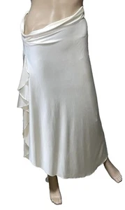 Ralph Lauren Collection Purple Label Ivory Stretch Side Ruffle Long Maxi Skirt 4 - Picture 1 of 10