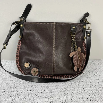 Chala Bolsos de Mano Cuero Marrón Oscuro Bolso de Hombro Cartera Tortuga Marina Llavero Foto 1 de 4