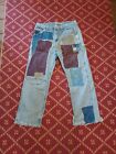 Mens Distressed Repaired Patchwork Lee Carpenter Jeans Pants size 36x32
