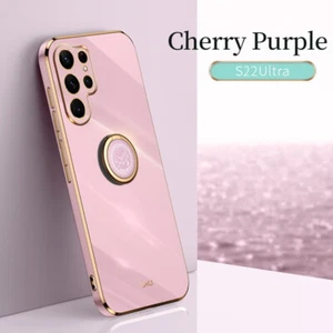 For Samsung S25 Ultra S24 S23 S22 A14 A56 A54 Plating Ring Stand Soft Case Cover - Picture 1 of 20