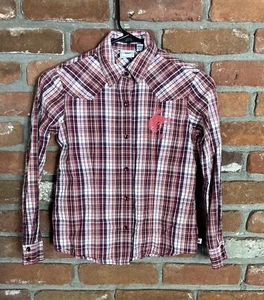 Cruel Girl Shirt Large (10) Pink Plaid Pearl Snap Long Sleeve - Picture 1 of 10