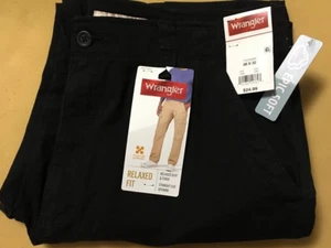 ~LOT of 4~MEN WRANGLER RELAXED FIT~STRAIGHT LEG OPENING~SOFT~BLACK PANTS~36 x 32 - Picture 1 of 5