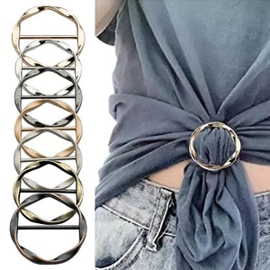 2pcs T-Shirt Clips Clothes Corner Knotted Button Circle Clip Buckle Round Shirt - Picture 1 of 37