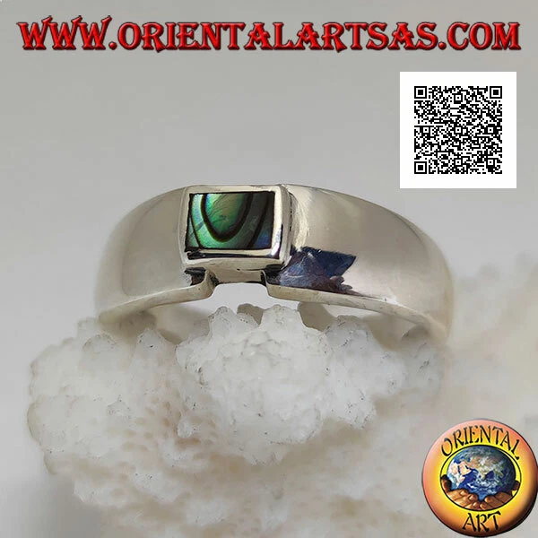 Anello in Argento 925‰con abalone rettangolare a giuntura di una fascia liscia - Immagine 1 di 1