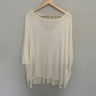 Blusa para mujer Cyrus marfil manga corta ala de murciélago Dolman recorte elástico alto-bajo M Foto 1 de 4